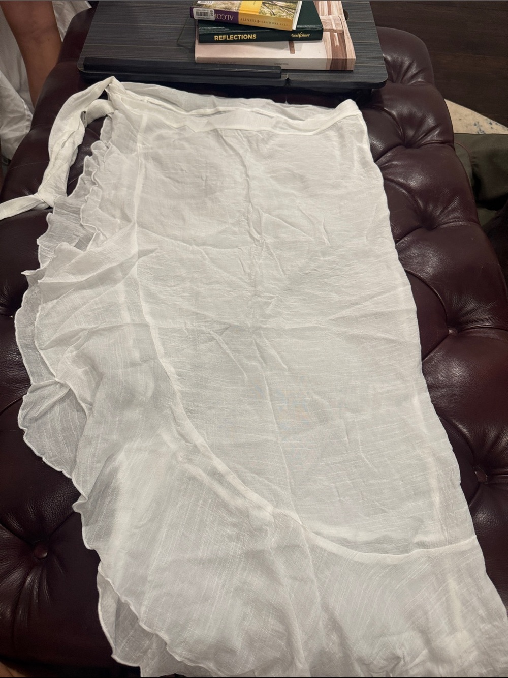 Cupshe White Asymmetrical Ruffle Wrap Skirt